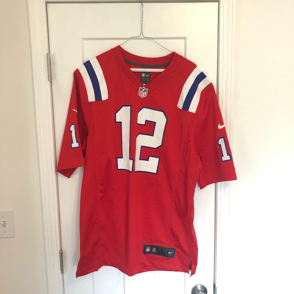 Red Nike Tom Brady Patriots Jersey Size L